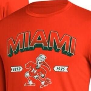 Miami Hurricanes adidas Short Sleeve Shirt men Orange Used XXL TOPS-119615